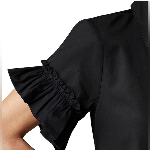 J. Crew Amelia Cotton Poplin Shirt Dress in Black Size XXS Mini Ruffled - Picture 3 of 12